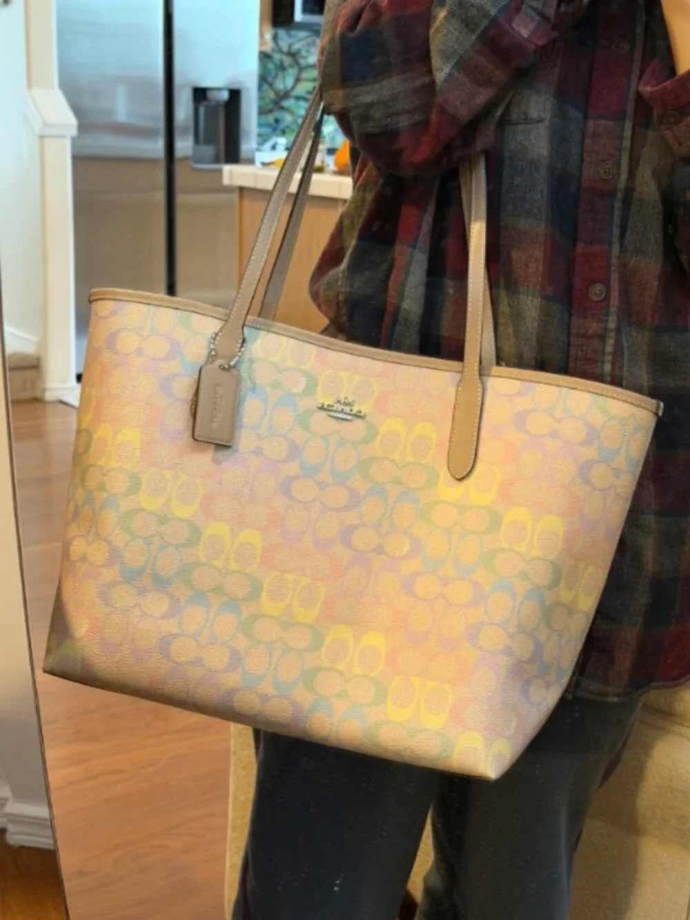 Coach Rainbow Signature Canvas Tote Bag